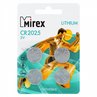 Батарейки Mirex CR2025 3V литиевая