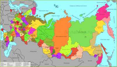 Карта РФ Россия П/А 101*69см, М1:8,2млн, ламинир, в тубусе