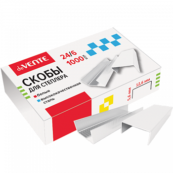 Скобы №24/6 deVENTE (1000шт) Белые, к/к