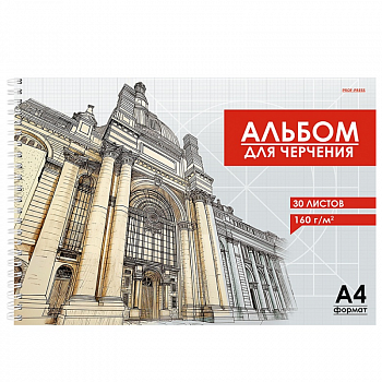 Альбом для черчения 30л Проф-Пресс (гребень) целл/карт, офс (20)