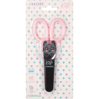 Ножницы детские 13,5см deVente 100%Cute Cat, пл/кольц, защ/фут, к/бл