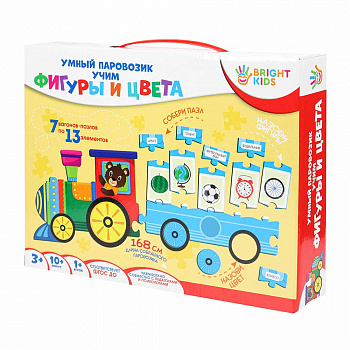 Игра настольная УЧИМ ФИГУРЫ И ЦВЕТА Умный паровозик BRIGHT KIDS