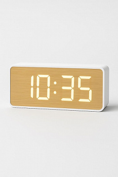 Будильник электрон, Scandi Glow. USB, 16*2.9*6.5см, (белый) 