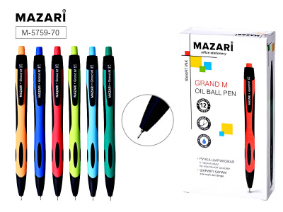 Ручка авт. MAZARI GRAND M 0,7 мм, на масл.основе, игольчат.,цв. пласт.Soft корп.