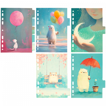 Разделитель листов (А5) 5шт 160*210 deVente Balloons, лам/мел/к 210гр, рис,